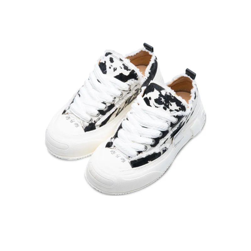 VESSEL G.O.P. 2.0 Marshmallow Lows Cow Print Low Top Canvas Shoes Unisex Black White-1