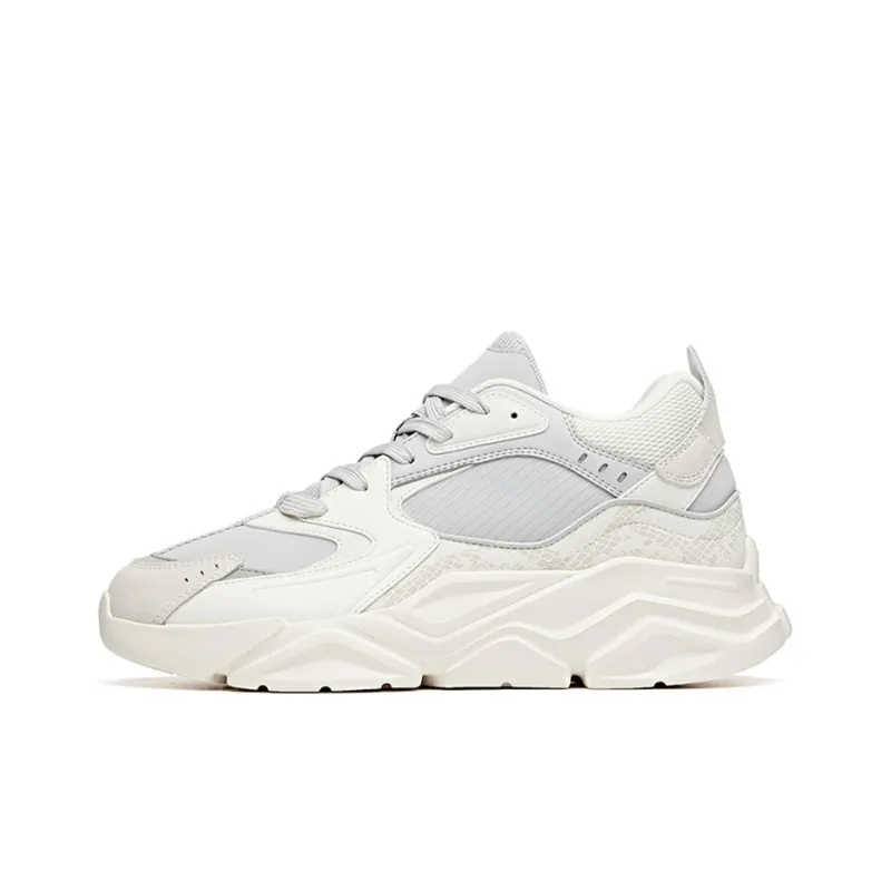 Anta Life Collection Anti Slip Wear Resistant Low Top Chunky Sneakers Men's White Gray-0