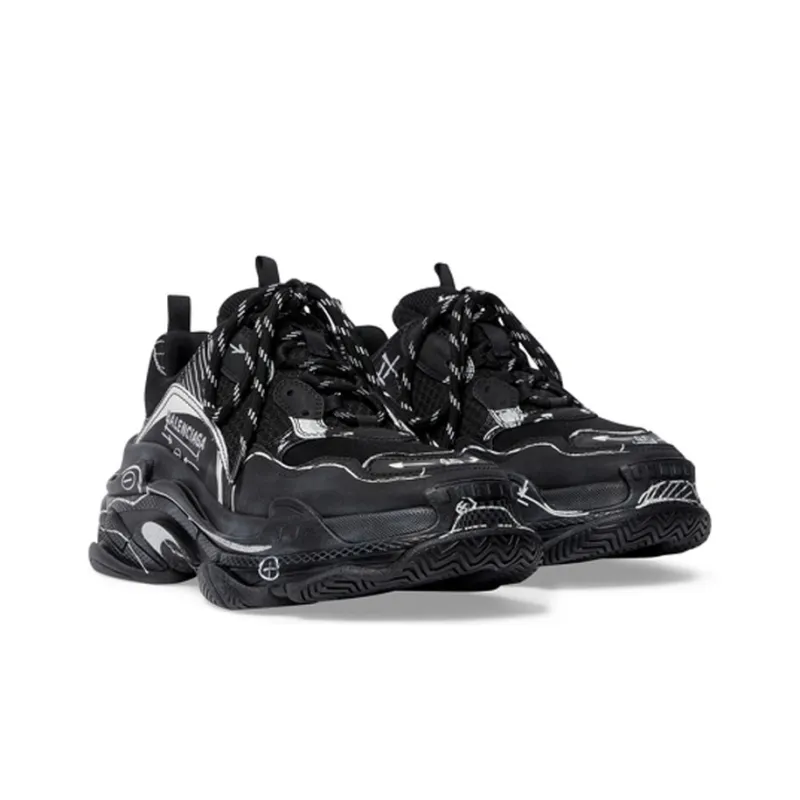 Balenciaga Triple S 'Black White'-2
