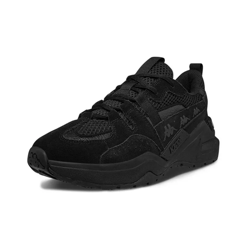 Kappa Label String Cushioning Low Top Chunky Sneakers Unisex Black-1