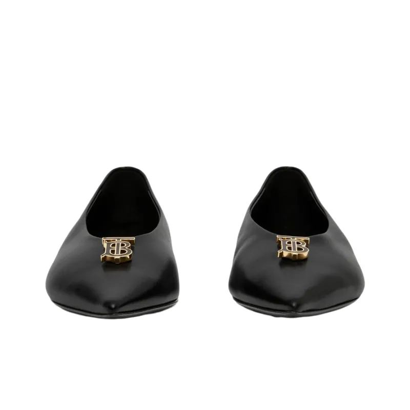 Burberry TB Logo Pointed Toe Flat Black Women's-2