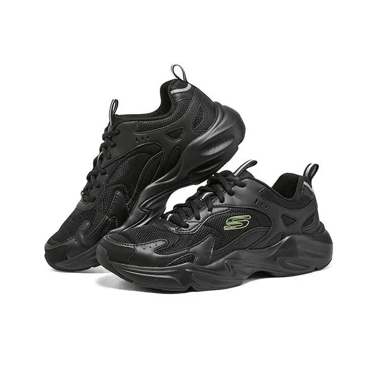 Skechers Stamina Airy D'LITES Abrasion Resistant Cushioning Breathable Low Top Chunky Sneakers Men's Black-3