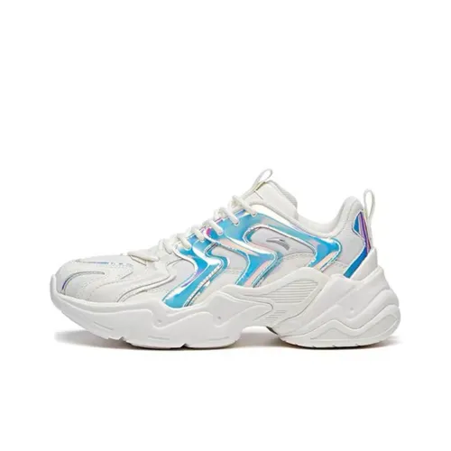 ANTA Chunky Sneakers Women's Low-Top Ivory White/Blue