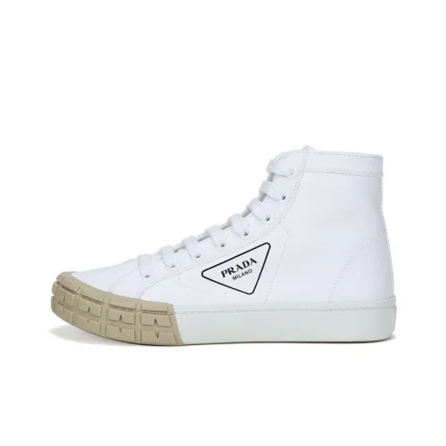 PRADA Canvas Shoes Men High-Top White