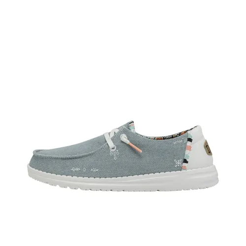 Heydude Canvas Shoes Women's Low-Top Light Blue Denim