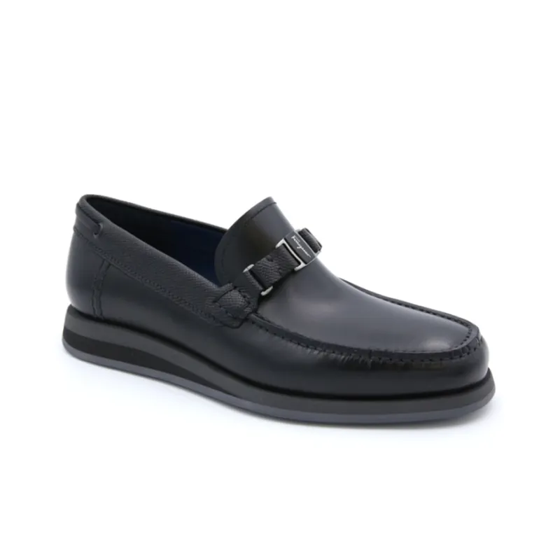 FERRAGAMO Casual Leather Shoes Men's Black-1