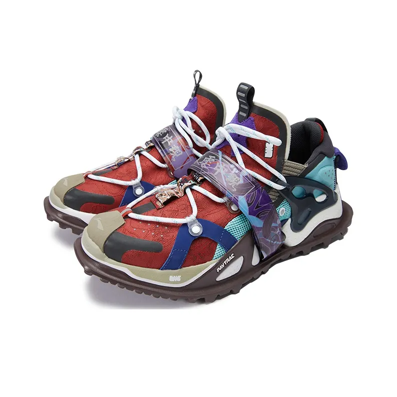 LINING x LNG Anti-Slip And Wear-Resistant Lightweight Low-Top Chunky Sneakers Women's Red White-3