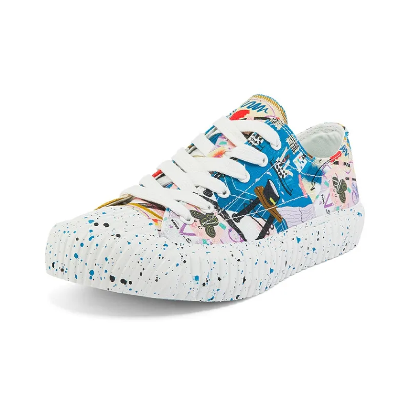 Kappa Sun Jiayi X Kappa Collaboration With Illustrator Wear Resistant Low Top Canvas Shoes Women's Blue Purple-1