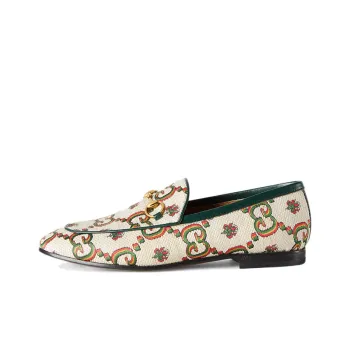 GUCCI Loafers Women's Beige Green 100th Anniversary