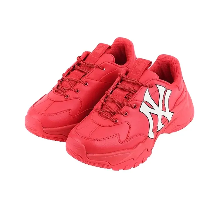 MLB Big Ball Chunky Cushioned Slip Resistant Height Increasing Low Top Chunky Sneakers Unisex Red-1