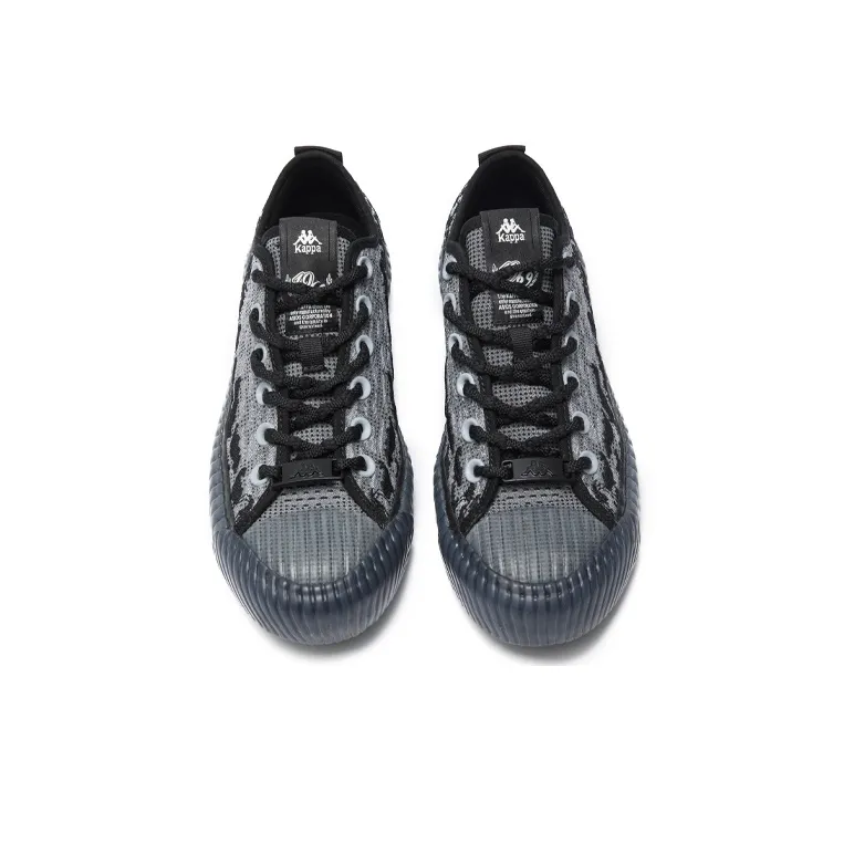 Kappa Sports Fashion Apparel Collection Stitching Low Top Canvas Shoes Unisex Black Gray Color-1