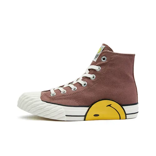 SMILEY Canvas Shoes Women's High-Top Russet Red