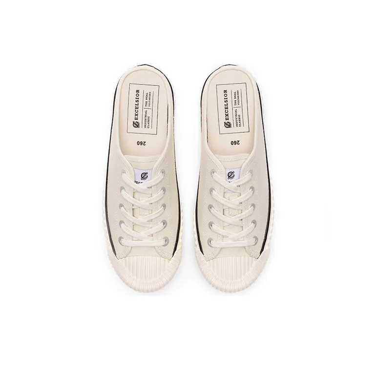 Excelsior Canvas Shoes Women's Low Top Cream White-3
