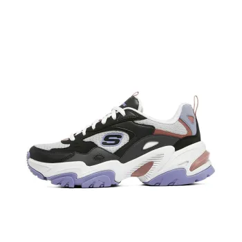 Skechers Stamina V2 Anti Slip Wear Resistant Low Top Chunky Sneakers Women's Black White Purple