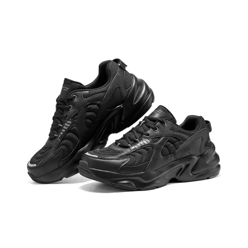 Skechers D'LITES Surfing Cushioning Anti Slip And Wear Resistant Low Top Chunky Sneakers Men's Black-3