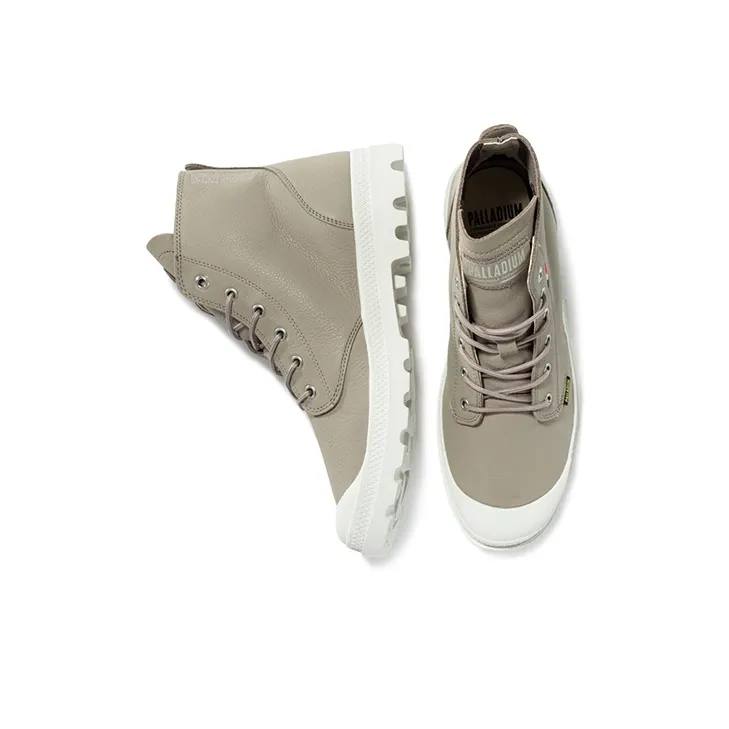 Palladium Pampa Hi Ul Leather II Breathable Wear Resistant Slip Resistant High Top Canvas Shoes Unisex Gray-3
