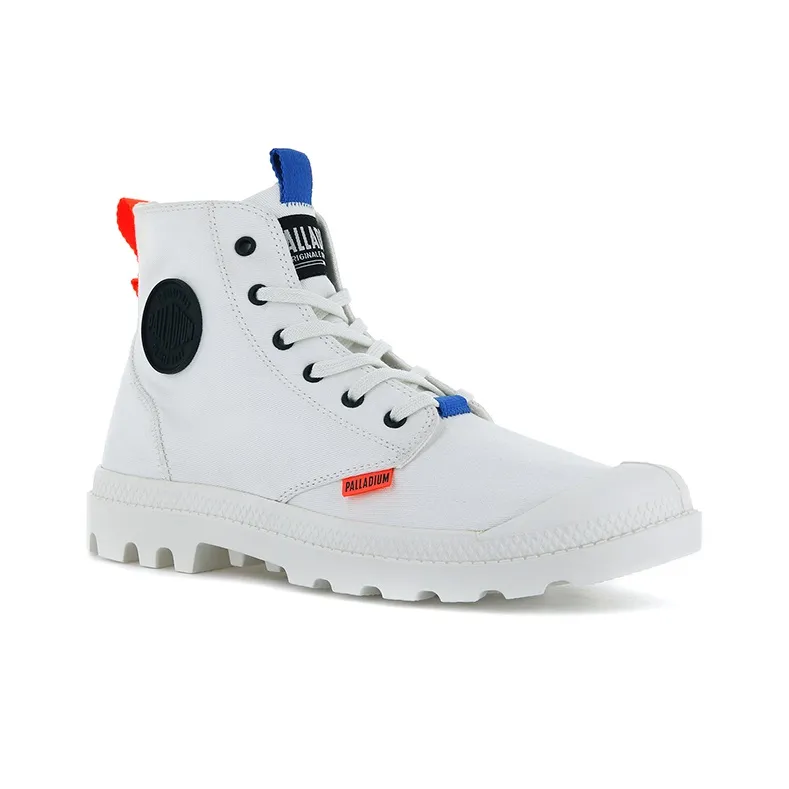 Palladium Pampa Anti Slip And Wear Resistant Breathable High Top Canvas Shoes Unisex White-3
