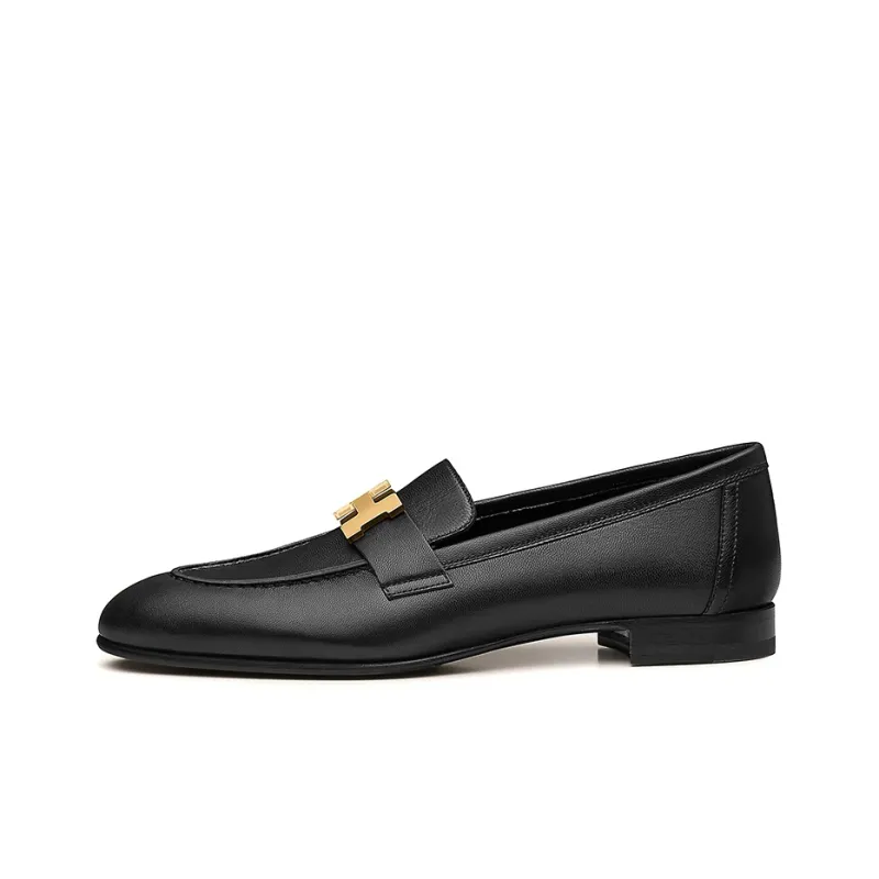 HERMES Paris Loafer Noir Goatskin Leather-0