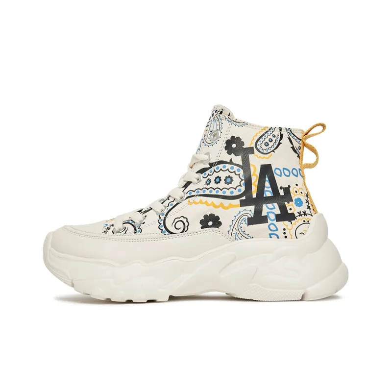 MLB Chunky High Canvas Shoes Unisex High Top White/Black/Blue Color-0