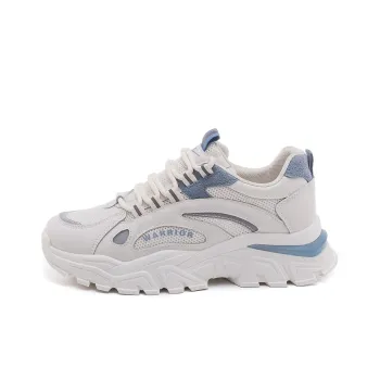 Warrior Wear Resistant Breathable Height Increasing Low Top Chunky Sneakers Unisex Beige Blue