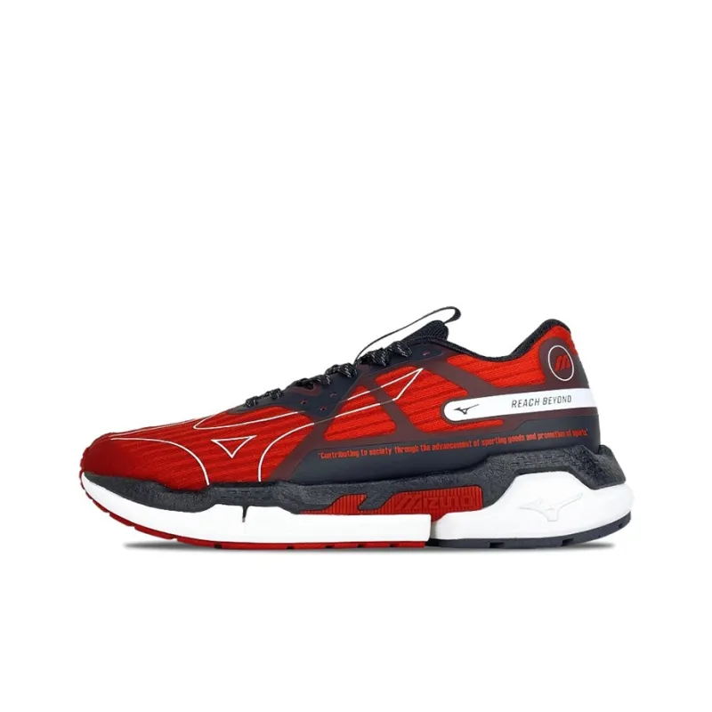 Mizuno Pi Knit Low Top Running Shoes Black/Red-0