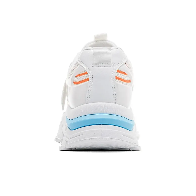 Warrior Cushioned Anti Slip Wear Resistant Breathable Lightweight Low Top Chunky Sneakers Women's White Blue-2