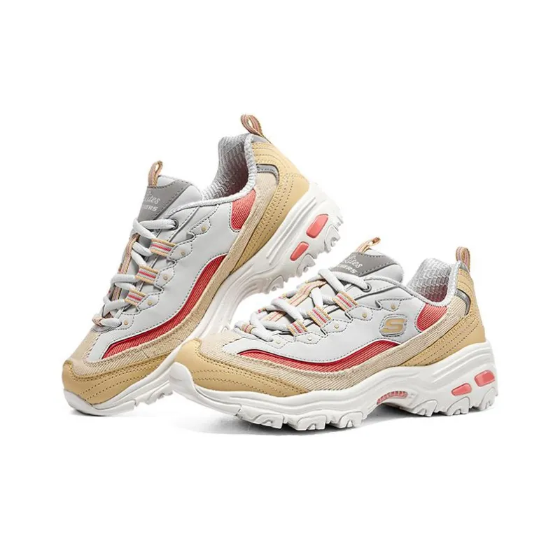 Skechers D'Lites 1.0 Chunky Sneakers Women's Low Top White/Yellow/Red-3