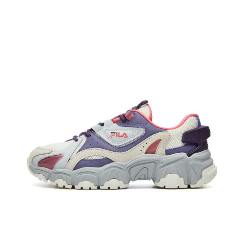 FILA FUSION Tracer Cushioning Anti-Slip And Wear-Resistant Coverage Low-Top Chunky Sneakers Women's Beige Purple