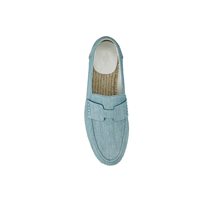 HERMES Trip Casual Flat Shoes Women's Denim Blue-4