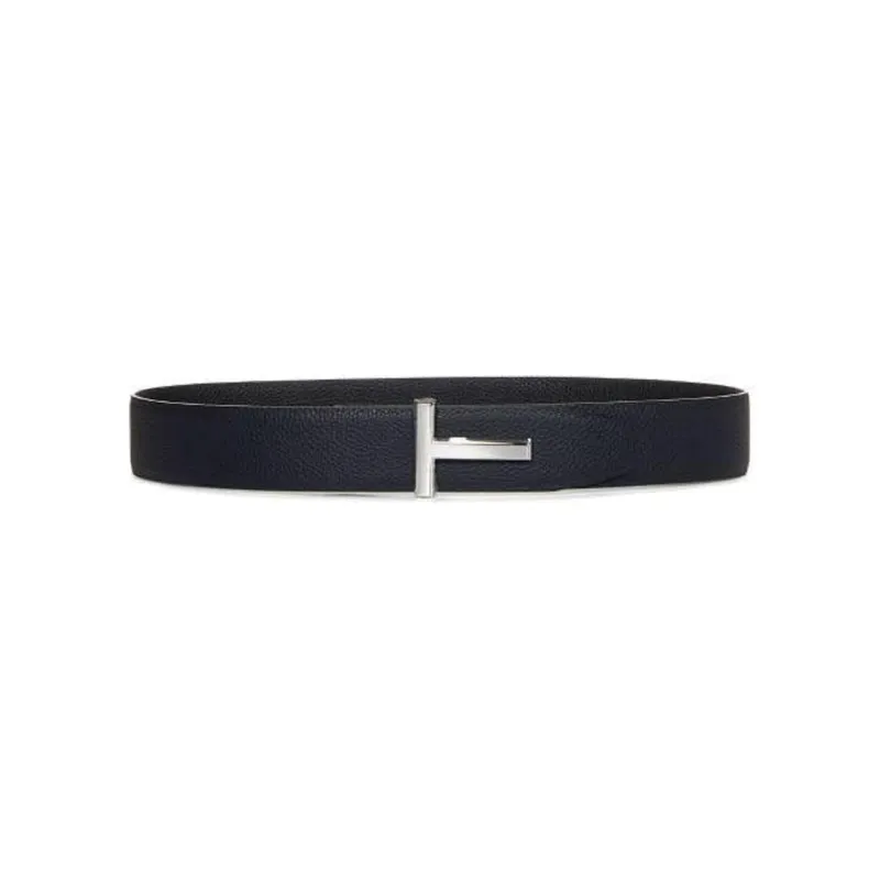 TOM FORD Two Tone Patchwork Smooth Buckle Leather Belts Men's Dark Blue-0