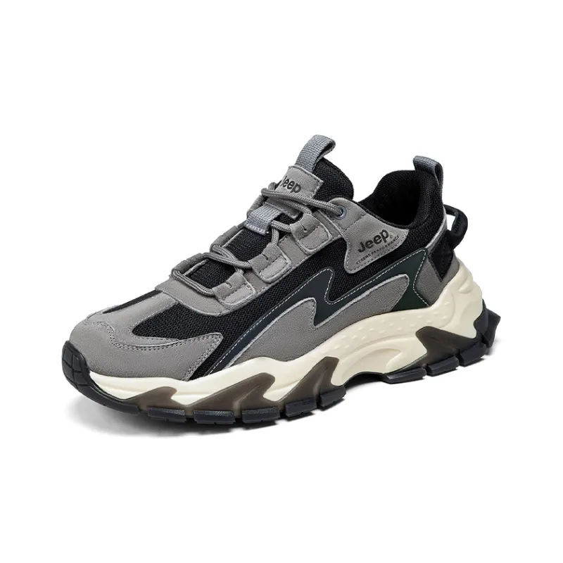 Jeep Wear Resistant Low Top Chunky Sneakers Men's Gray-1