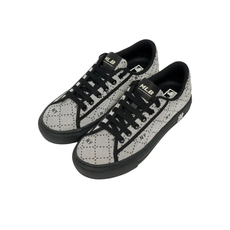MLB Playball Wear Resistant Low Top Canvas Shoes Women's Gray Black-2