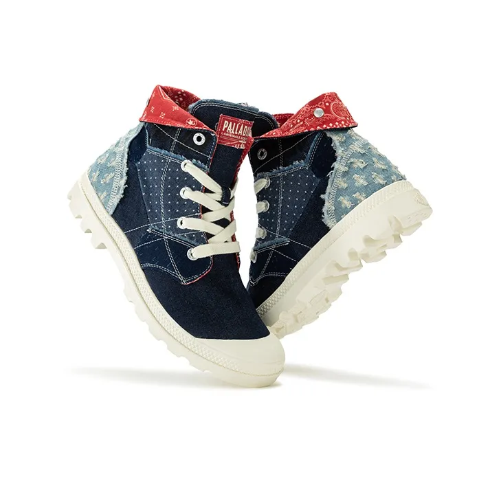 Palladium Pampa Street Dance Collection Anti Slip And Wear Resistant Breathable High Top Canvas Shoes Unisex Dark Blue-5