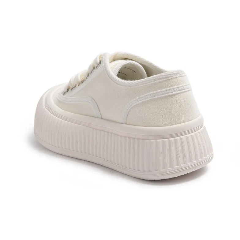 STEVE MADDEN Platform Canvas Shoes Height Increasing Wear-Resistant Breathable Low-Top Canvas Shoes Women's-6