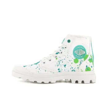 Palladium Pampa Hi Explore Anti Slip And Wear Resistant Breathable High Top Canvas Shoes Unisex White Green
