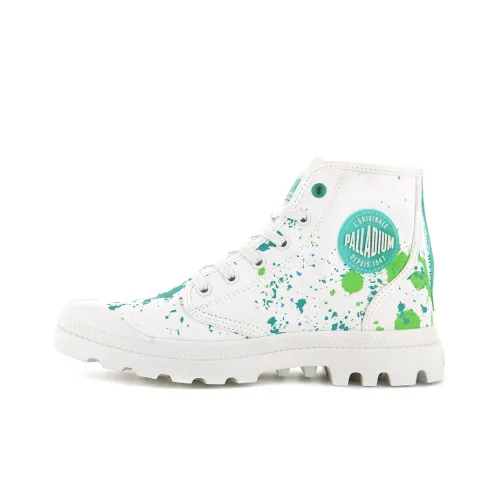 Palladium Pampa Hi Explore Anti-Slip And Wear-Resistant Breathable High-Top Canvas Shoes Unisex White Green