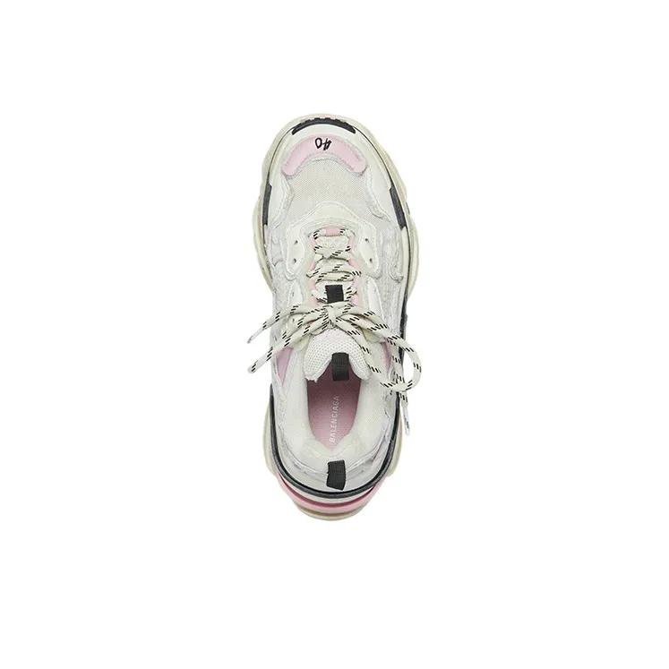 Balenciaga Triple S White Pink Pre Distressed Women's-3