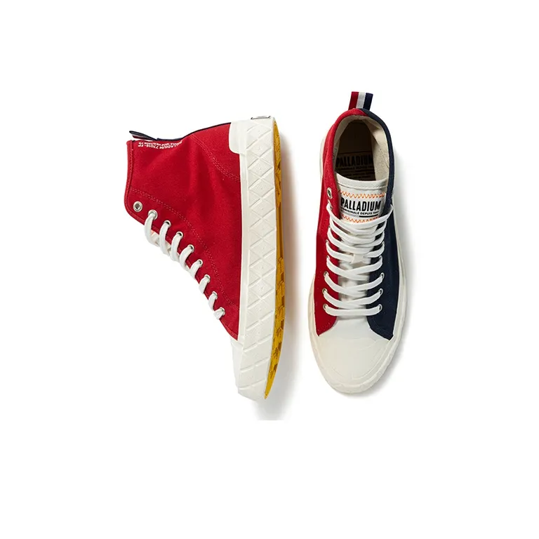 Palladium Palla Ace Anti Slip And Wear Resistant Breathable High Top Canvas Shoes Unisex Indigo/Red-3