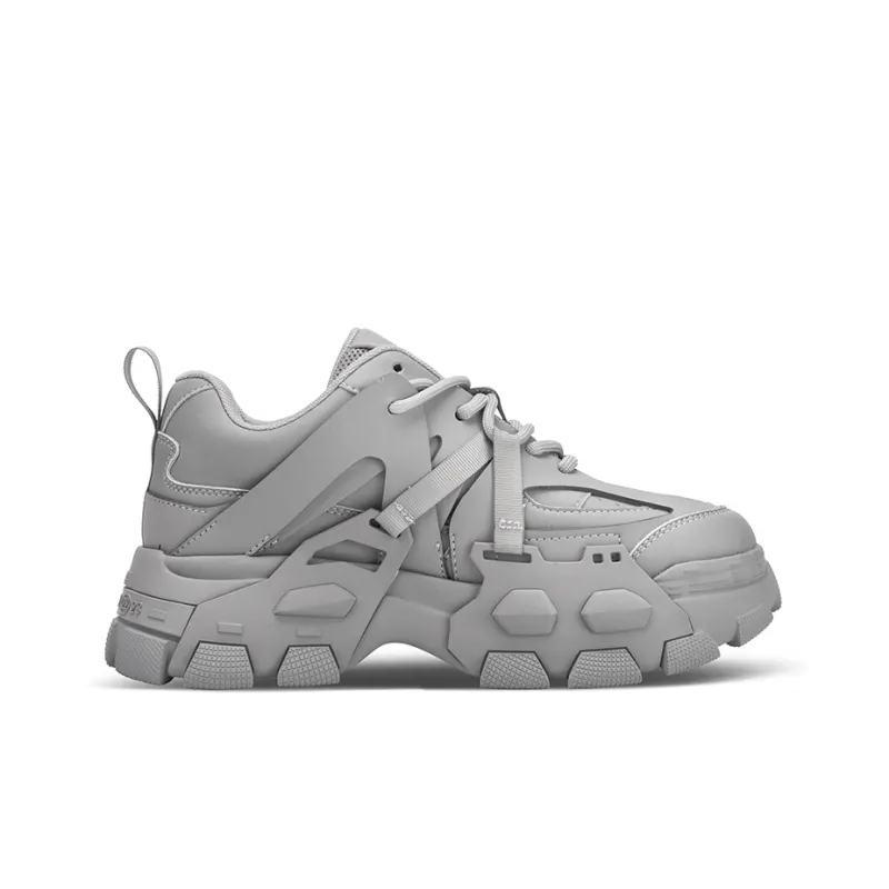 HART DAVIS Deconstructed Style Height Increasing Low Top Chunky Sneakers Unisex Gray-1