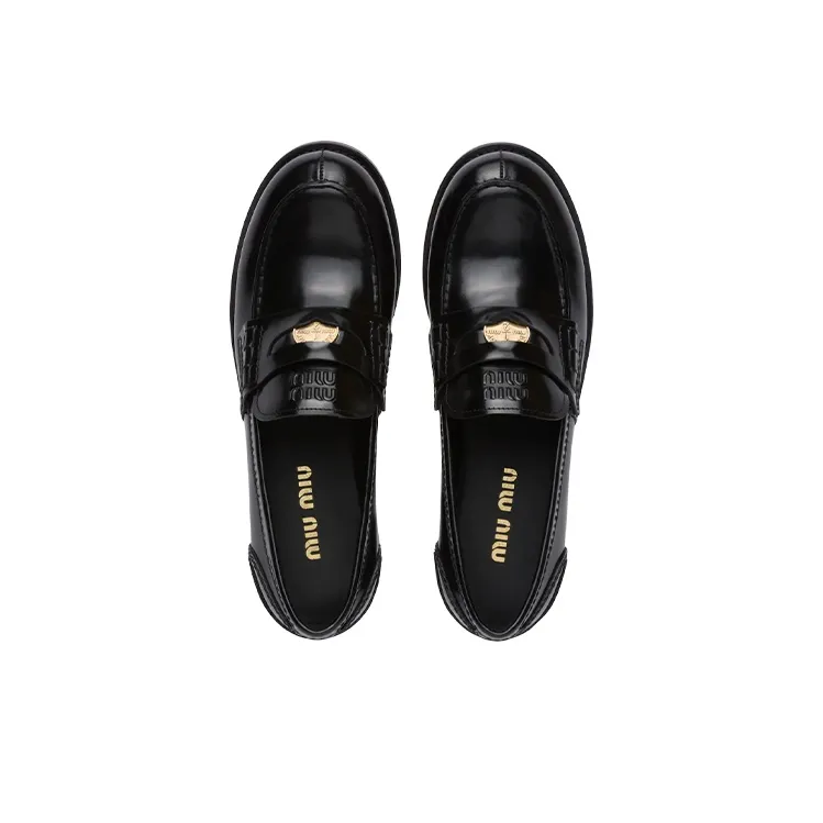 MIU MIU Leather Penny Loafers-4
