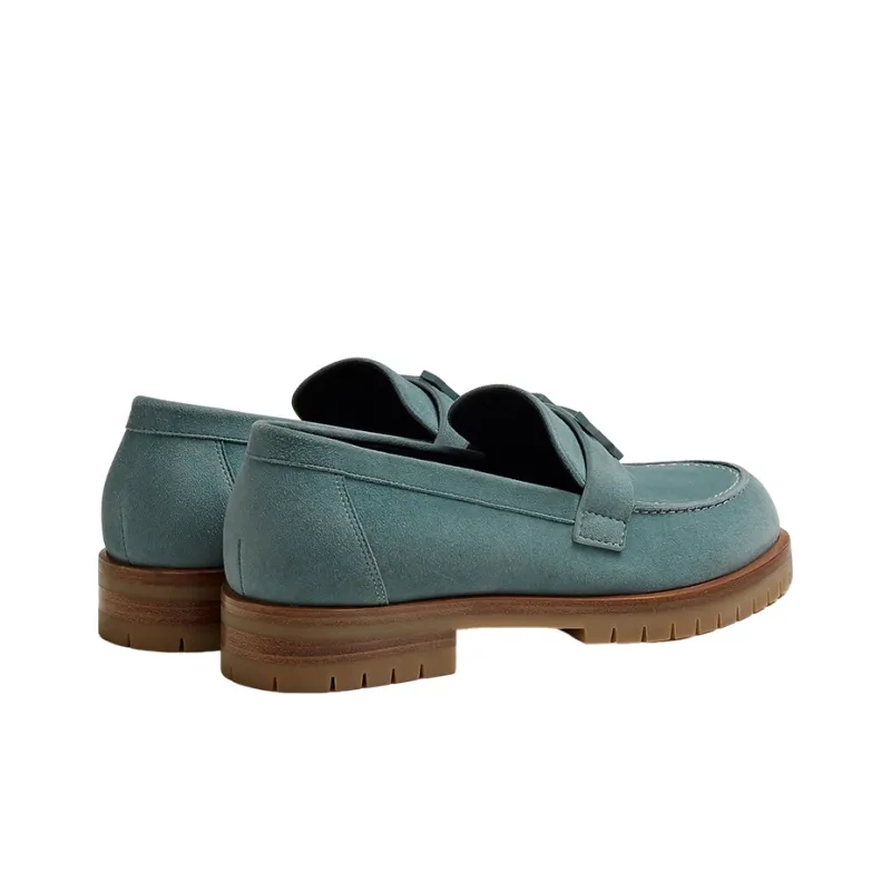 HERMES Faubourg Loafers Women's Blue-3
