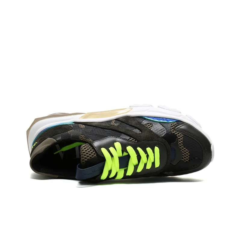 Valentino Bounce Low Top Chunky Sneakers Men's Green Camouflage-4
