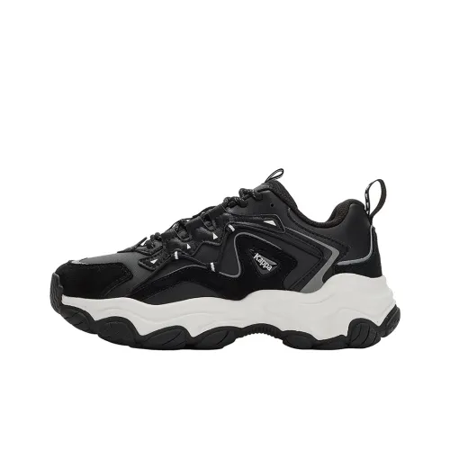 Kappa Cushioning Anti Slip Wear Resistant Impact Resistant Low Top Chunky Sneakers Unisex Black White