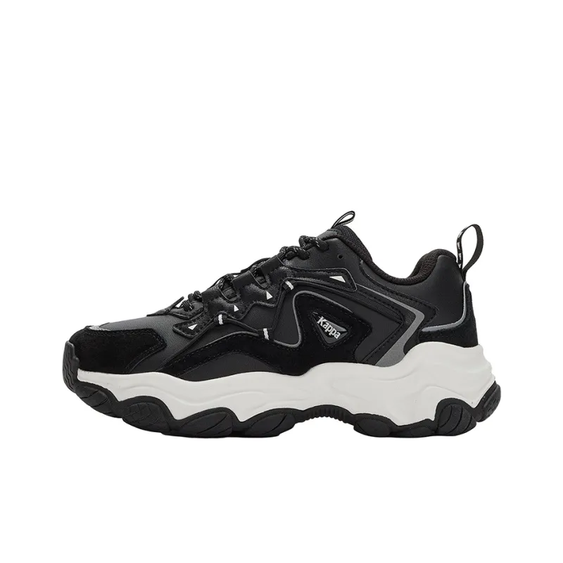 Kappa Cushioning Anti Slip Wear Resistant Impact Resistant Low Top Chunky Sneakers Unisex Black White-0