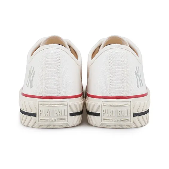 MLB Playball Anti Slip Wear Resistant Breathable Lightweight Low Top Canvas Shoes Unisex White-3