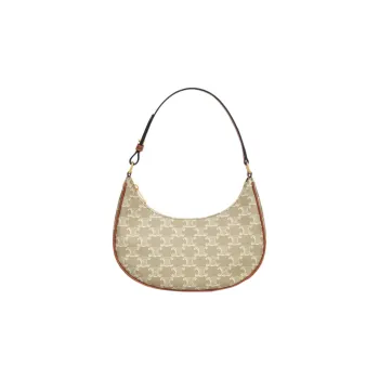 CELINE AVA Leather Trim Handbag, Shoulder Bag Women's Beige Brown