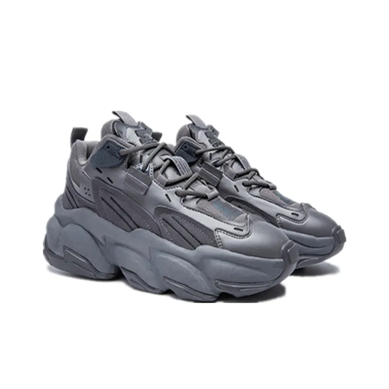 STARTER Rock Formation Series Cushioned Slip Resistant Low Top Chunky Sneakers Women's Black Gray Solid Color-1