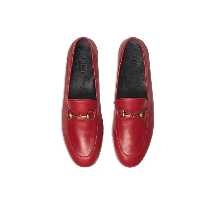 GUCCI Horsebit Slip On Loafer Red Leather-3