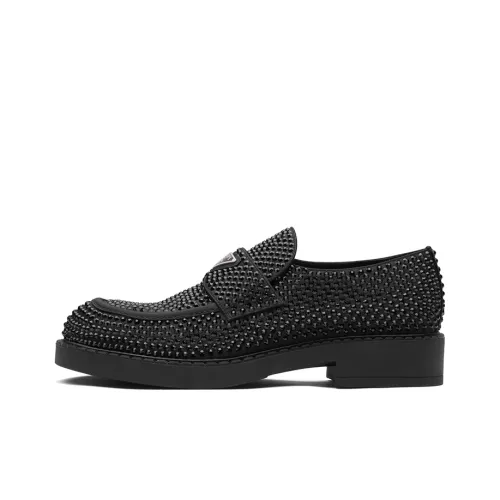 PRADA Chocolate 35mm Crystal Loafer Black Satin