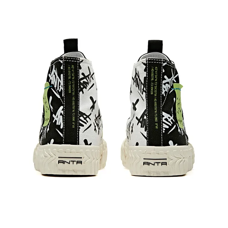 Stash Anta Wear Resistant Slip Resistant High Top Canvas Shoes Black Green-3